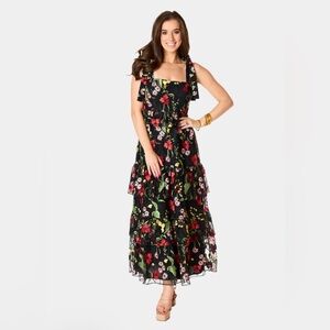 Buddy Love Black Dress with Floral Embroidery